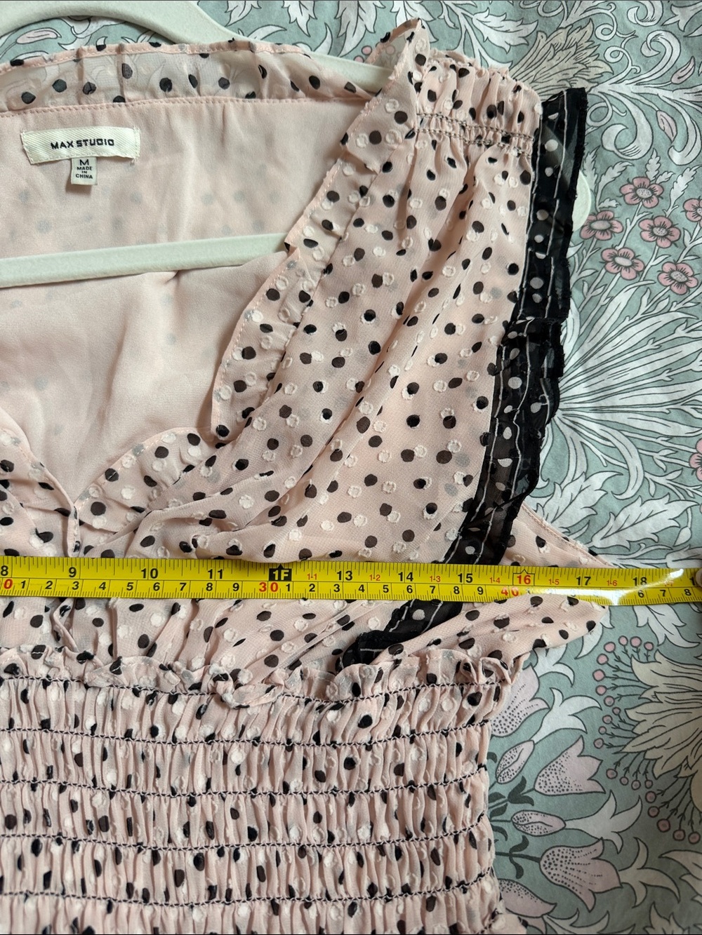 Max Studio Blush Polka Dot Maxi Dress with Black Trim - Picture 5 of 7